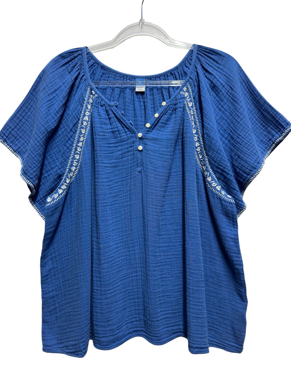 NEW Pure Cotton Gauze Knit Embroidered Peasant Top Blouse